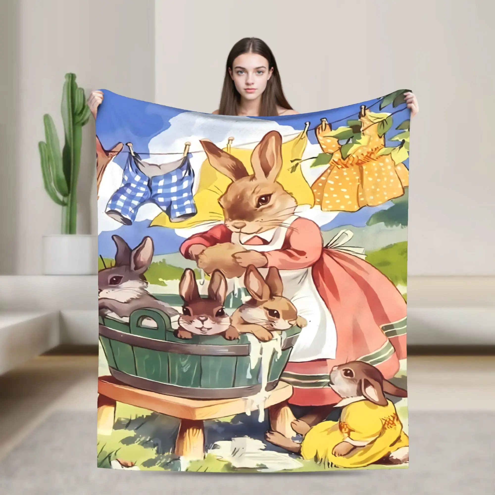 P-Petered R-Rabbits Blanket  Warm Soft Print Plush Bedding Throws For Boy Girl Couch Chair Flannel Bedspread Bed Cover