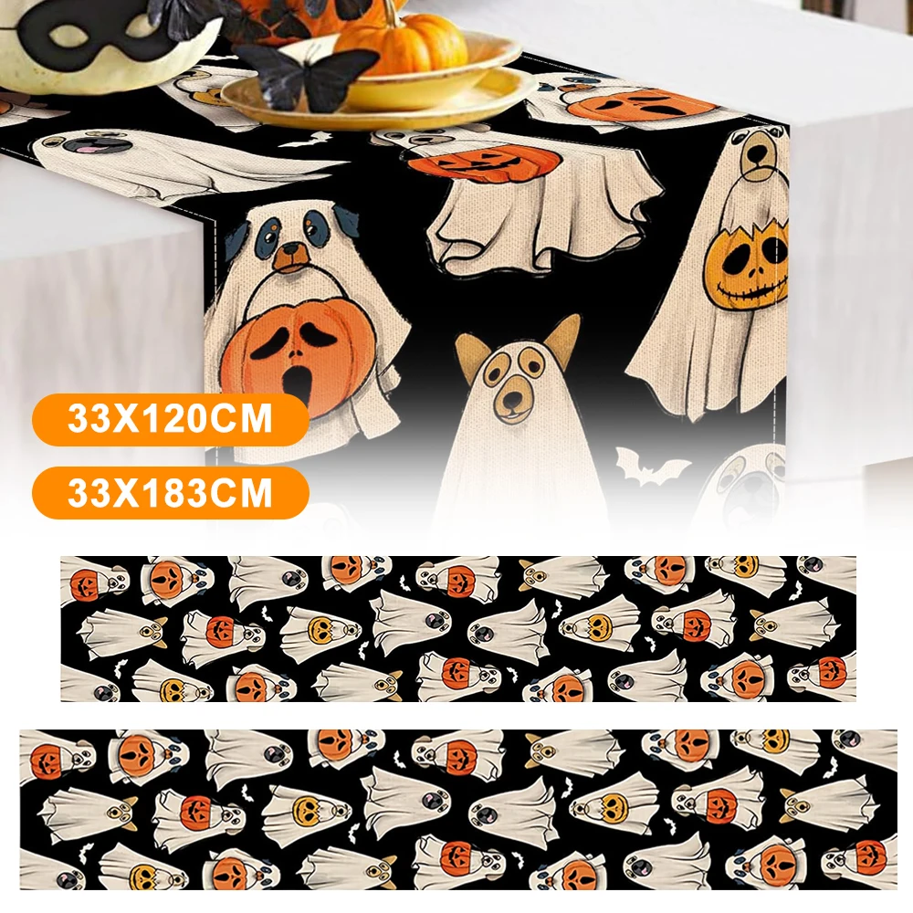 

Kitchen Dining Table Decoration Spooky Halloween Dining Table Decoration Pumpkin Ghost Table Runner for Halloween Party Decor