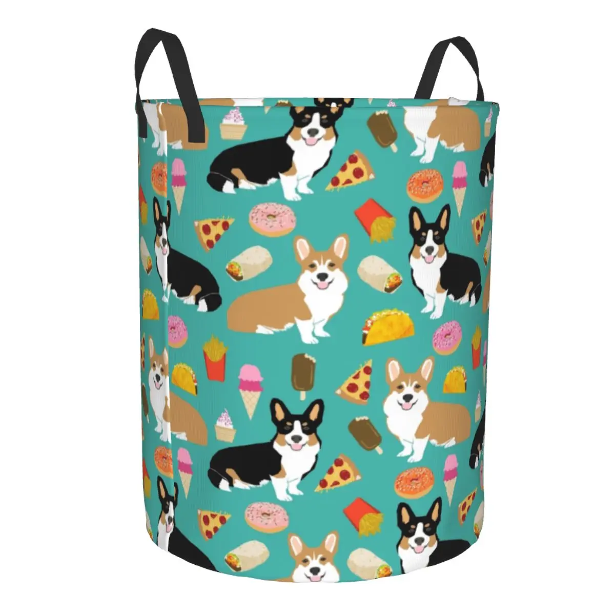 Tacos Welsh Corgi Dog Laundry Basket Foldable Clothes Toy Hamper Storage Bin for Kids Nursery