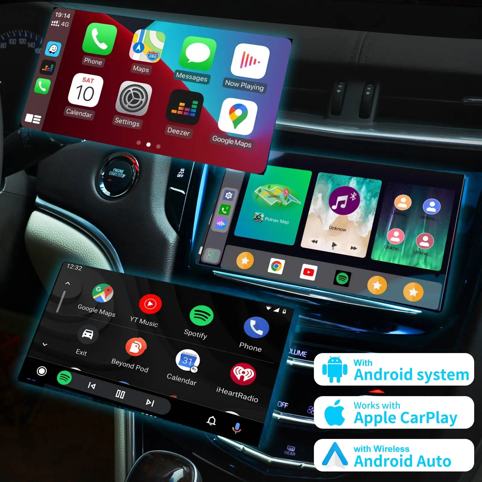 Exploter Plus2.0 CarPlay Ai Box Android13 4G+64G Wireless CarPlay Android Auto Youtube Netflix APP Player Hi Car Box