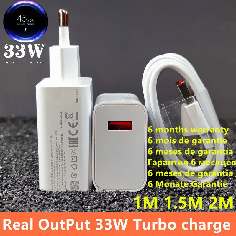 Carregador 33w Xiaomi eu Turbo Charge Original com cabo tipo C para Xiaomi Redmi Note 9 Pro POCO X3 NFC Mi 10 9 Note 10 10X LITE.