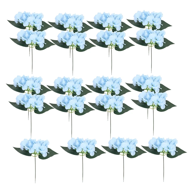 

Hydrangea head Light Blue Hydrangea Silk Flowers Heads Pack of 20 Full Hydrangea Flowers Artificial with Stems for Wedding