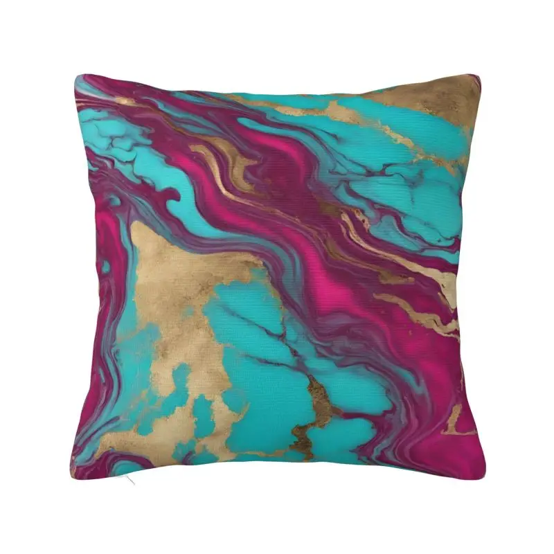 Custom Preppy Chic Colorful Bohemian Fuschia Pink Turquoise Marble Pillow Case 40x40cm Modern Cushion Cover Velvet Pillowcase