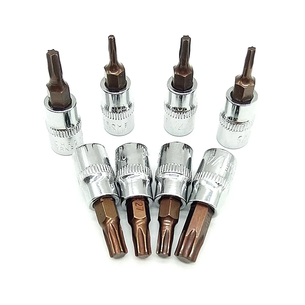 Hex Torx Screwdriver Bit 1/4 Inch Drive Socket Hand Tools T8 T10 T15 T20 T25 T27 T30 T40 Hex Bit Square Socket Drill Bit Repair