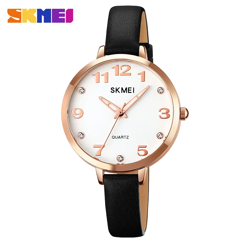 SKMEI Watch Women Fashion Casual Leather Belt Watches For Women Simple Ladies' Quartz Clock Dress Wristwatches Reloj Mujer