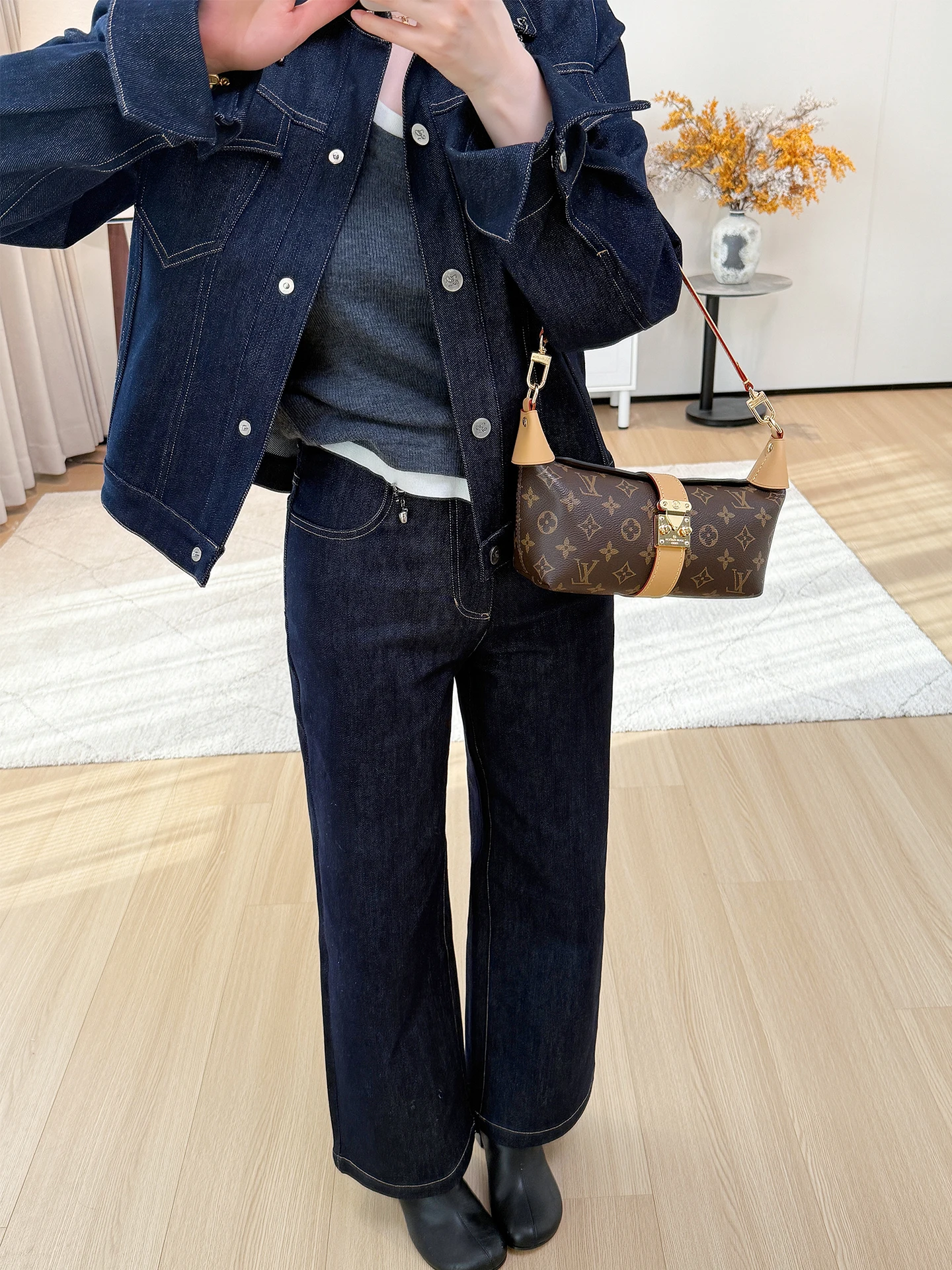 

Женские джинсы с высокой талией, расклешенные, из чистого хлопка, прямые, широкие, в пол, износостойкие, темно-синие