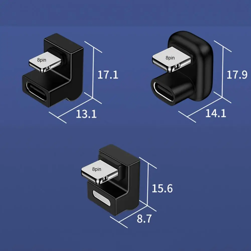 Mobile Phone Adapter 180 Degree Elbow Design Data Adapter High Speed U-shaped PD 20W 8 Pin to Type-C Wireless Adapter