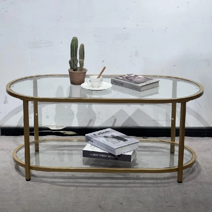 

Tempered glass coffee table small apartment living room universal two-story tea table hotel glass coffee table furniture