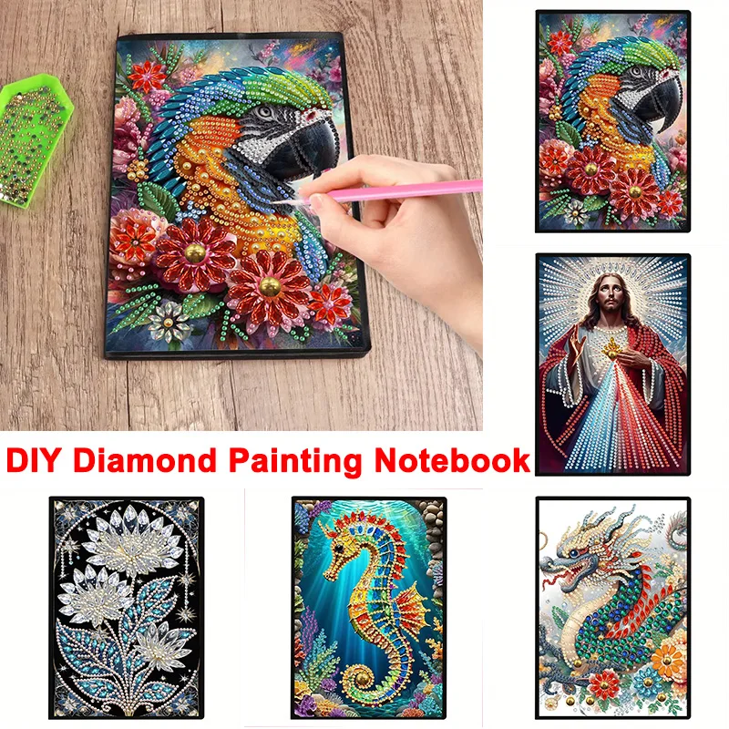 DIY Religious Jesus Dragon Diamond Painting Notebook Special Shaped Rhinestone Art Mosaic Diary Sketchbook For Study Office Gift