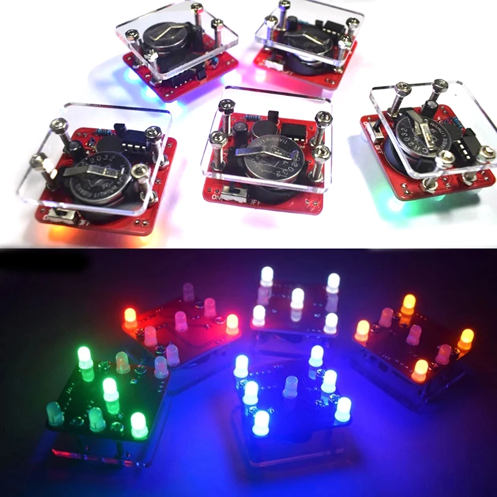 Diy Wobbling Led Dice Kit with Small Vibrating Motor Fun Electronic Soldering Practice Board Kit