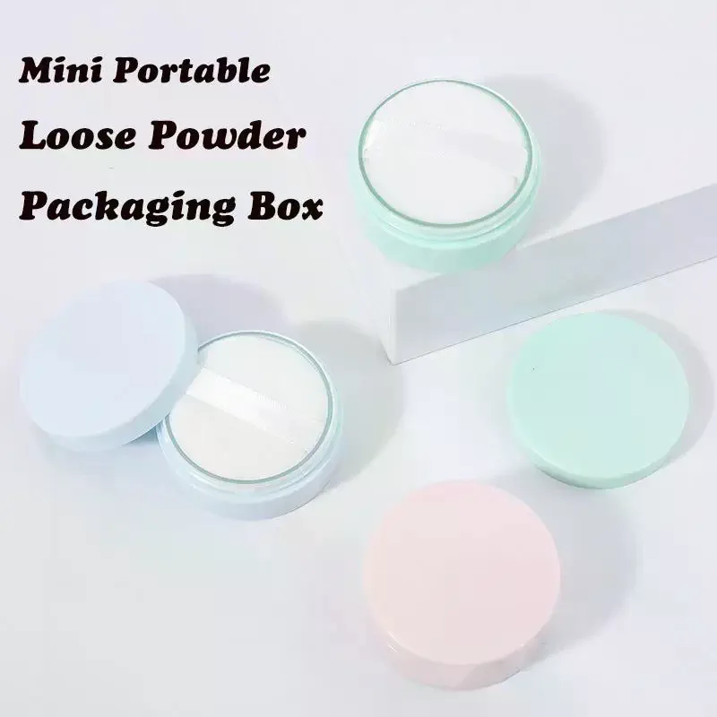 جرة مسحوق سائبة 5 جرام مع حاوية مستحضرات التجميل المنتفخة علبة تعبئة بلاستيكية صندوق فارغ قابل لإعادة الملء مع أداة مكياج بغطاء شبكي منخل