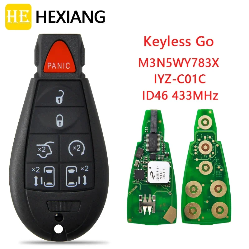 HE Xiang Remote Control Car Key For Jeep Grand Cherokee Chrysler Town & Country Dodge IYZ-C01C 433MHz Keyless Go Smart Card