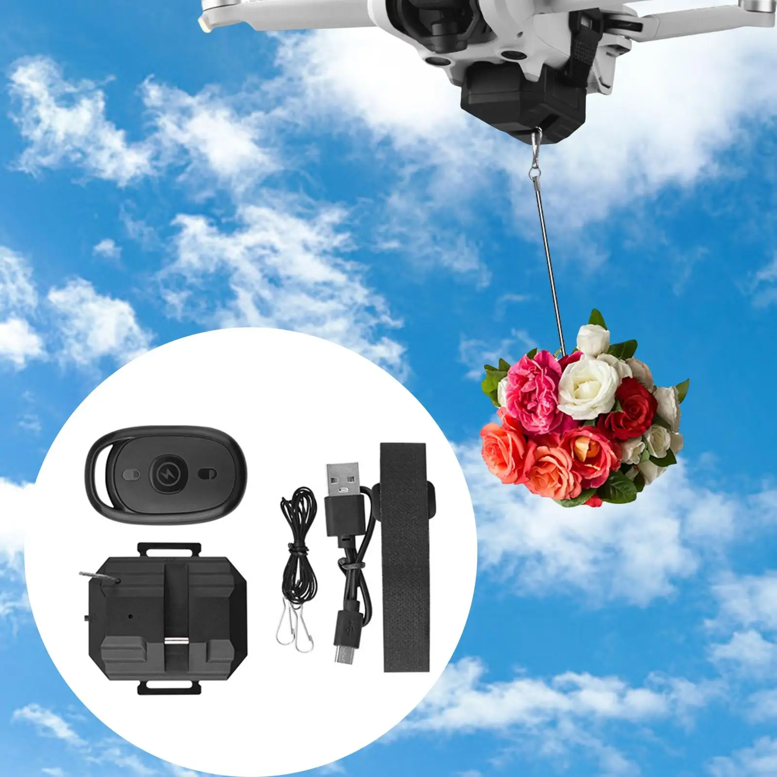 Universal Drone Thrower Airdrop Flower Delivery Payload Delivery Device for Air