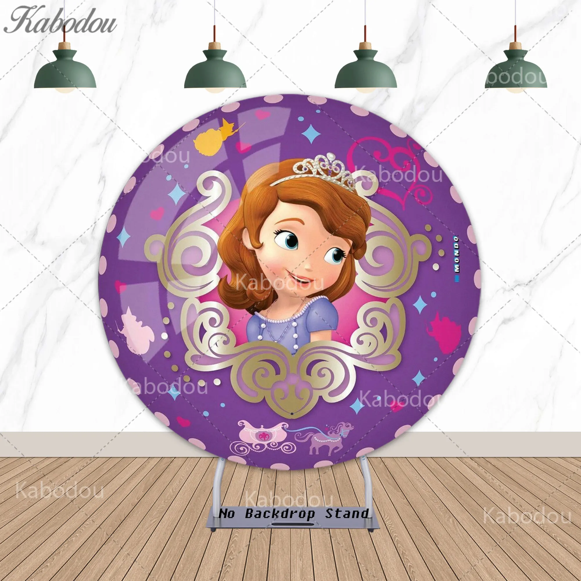Sofia the First Round Backdrop Baby Birthday Party Girls Shower Children Photography Background Cute Photo Decor Cylinder Covers
