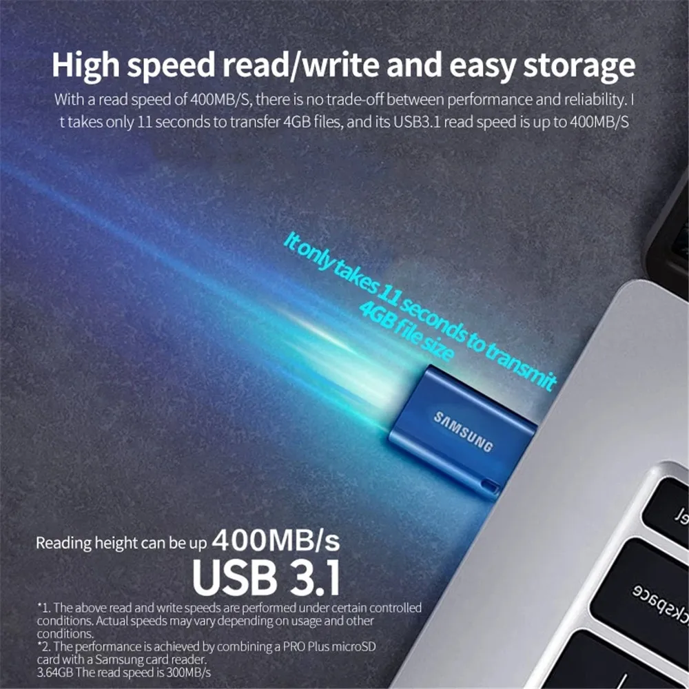 SAMSUNG سامسونج Type-C USB فلاش حملة 256G 128G 400 برميل/الثانية 64GB القلم محرك USB 3.1 بندريف ذاكرة عصا للكمبيوتر/دفتر/الهاتف الذكي/قرص
