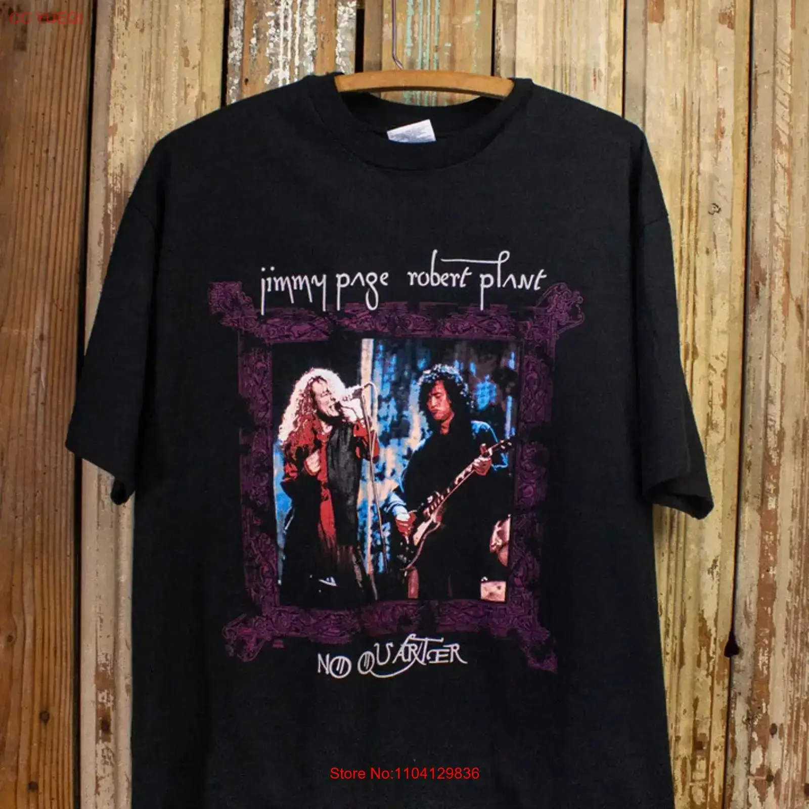 Vintage Jimmy Page Robert Plant No Quarter Concert T Shirt 1995 Black vintage Washed Slightly Versatile designer clothes