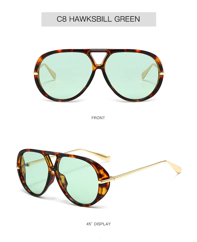 Neue Modische Grüne Leopardenmuster Ovale Sonnenbrille für Damen Vintage Übergroße Legierung Farbverlauf Sonnenbrillen Damen Fahrbrillen – Detail 10