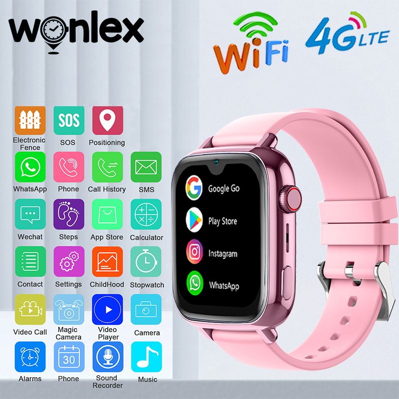  Wonlex 4G Watch Kids GPS WiFi Location KT34 Video Call SOS Alert Tracker Monitor Google Store Game Children's smart watch 2025 