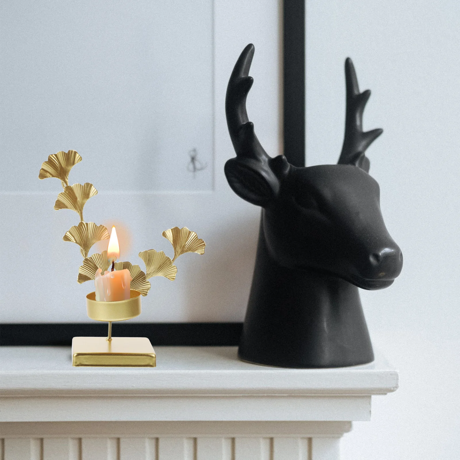 

Iron Art Leaf Holder Vintage Style Metal Taper Stand Desktop Candlestick Party Decoration Candlestick Holder