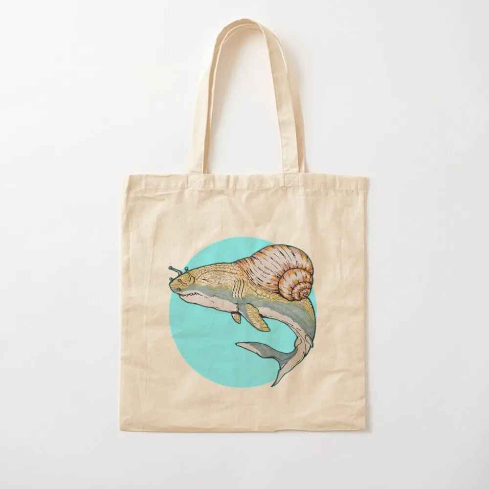 

Snail Shark Tote Bag women bag supermarket folding bag Canvas stote shopping