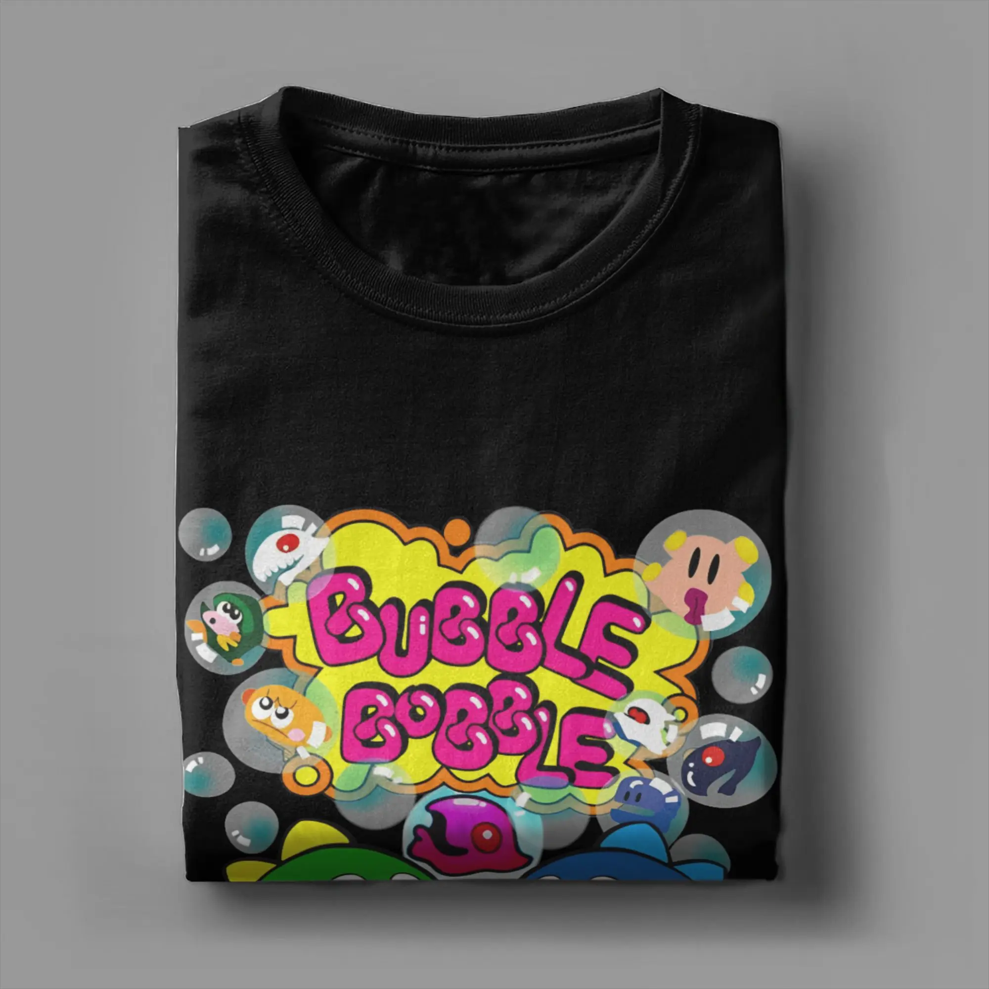 Men Bubble Bobble T-Shirts  Cotton Top Tees Summer Y2K Casual Short-Sleeve T Shirt Crewneck Trendy Cool Print Tee Shirt 5XL