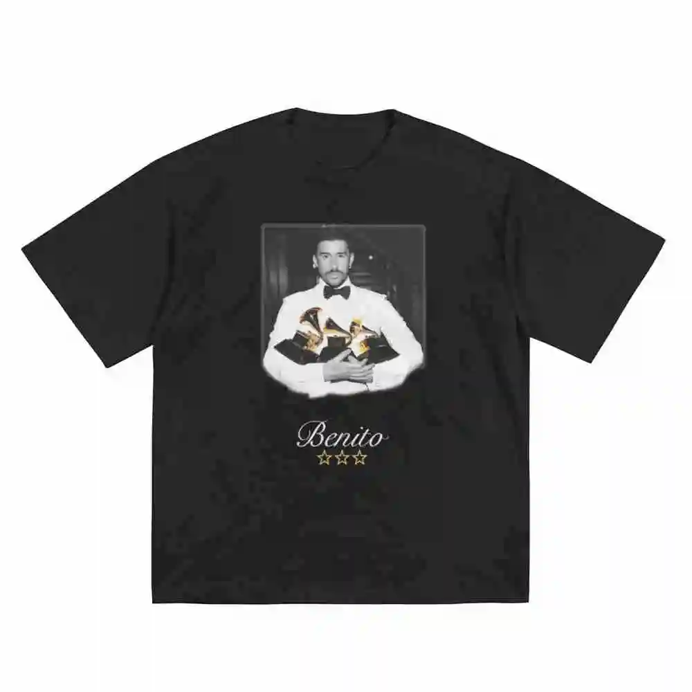 Bad Bunny Grammys Vintage Benito Retro Short Sleeve Tee 100% Cotton T-Shirt