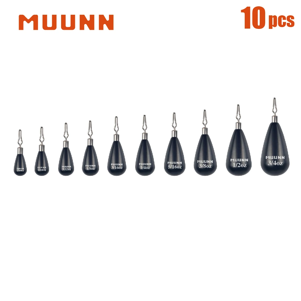 

MUUNN Tungsten Sinker 10pcs Tear Drop Shot Weights Rig Fishing Accessories 1.3g -21g Texas/Carolina Rig Bass Salmon Panfish Lure