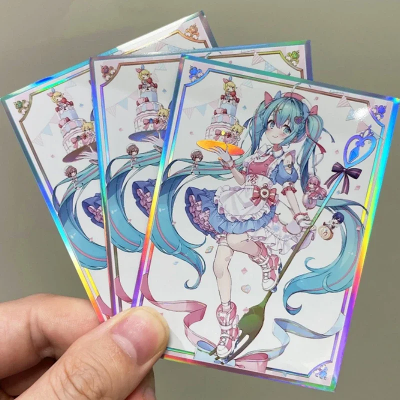 60pcs/Set Cards Sleeves Anime Hatsune Miku Birthday Only Self Made Anime Game Characters Collect Protector Album Binder DIY Toy