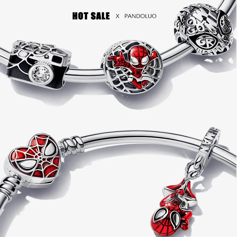 Hot selling Disney Spider Man series charm beads fits for Pandora original bracelets women 925 silver jewelry