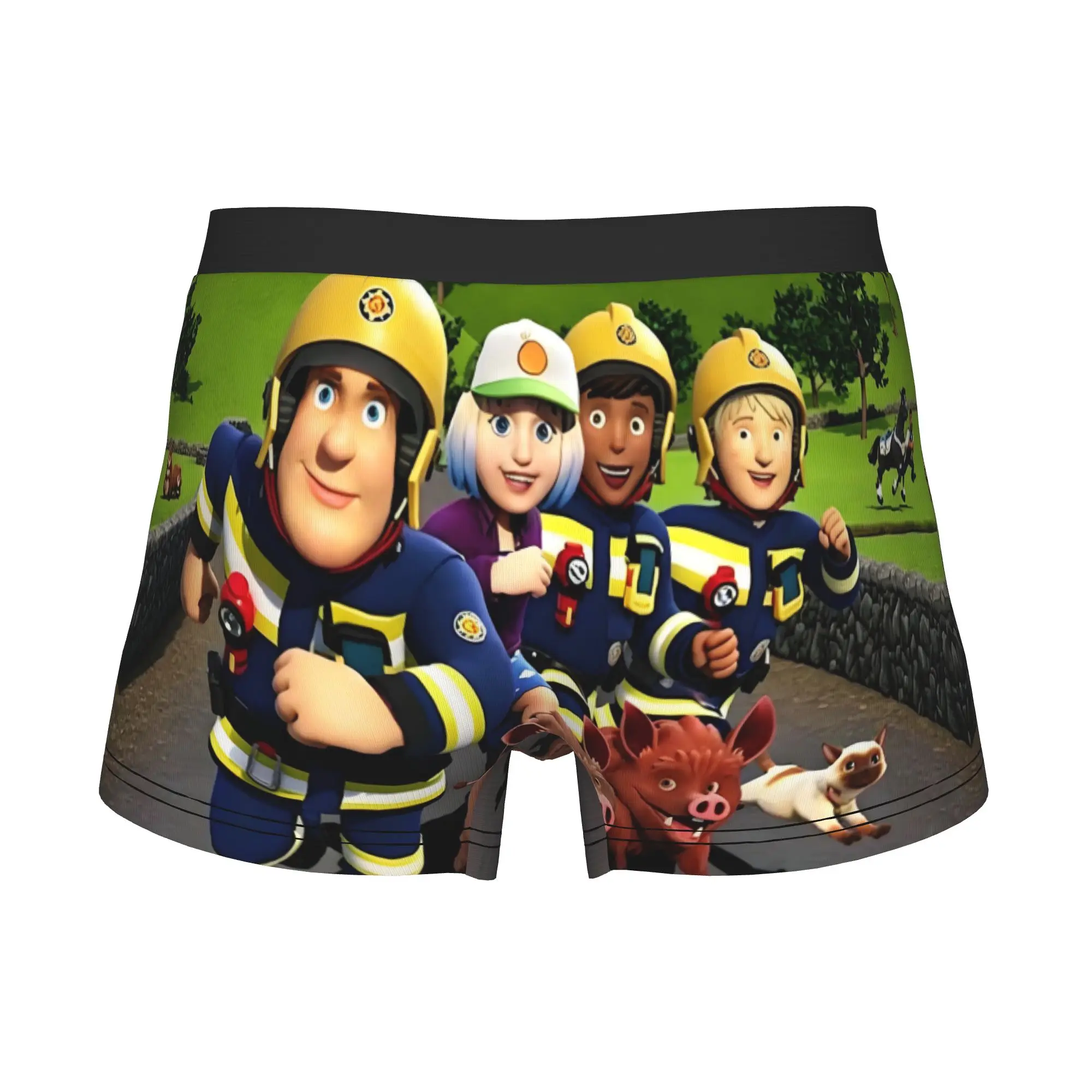 Male Novelty Fireman Sam Forest Underwear  Boxer Briefs Stretch Shorts Panties Underpants