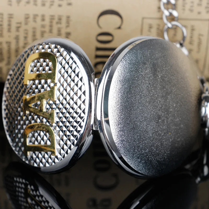 خمر الفضة الذهبي الفاخرة أبي ساعة جيب كوارتز فوب سلسلة قلادة رجالي الآباء هدايا عيد ميلاد ساعة Relogio De Bolso