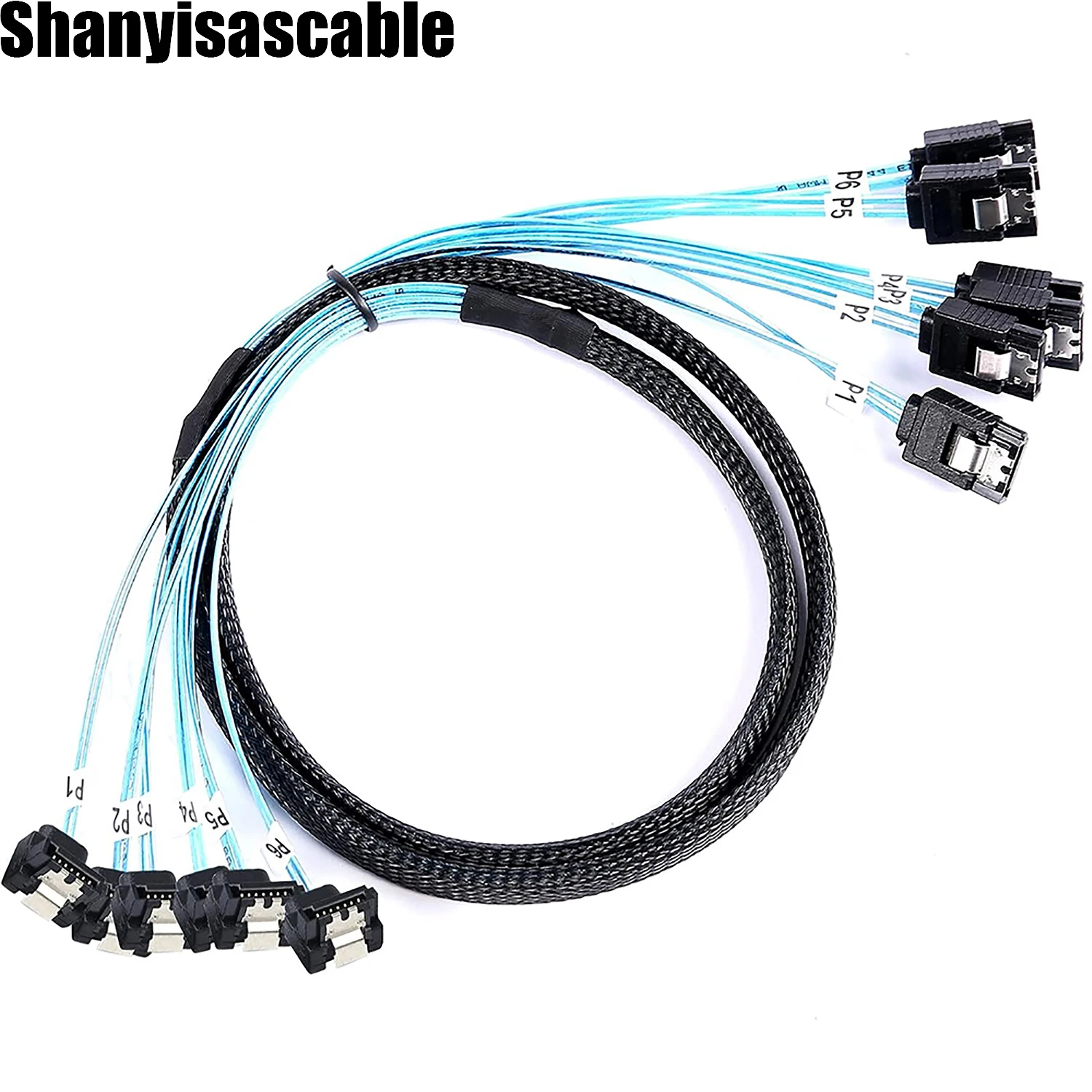 0.5M Cable 6Pcs/Set-SATA Cable 90-Degree Right-Angle SATA-Data Cable SAS/SATA-12Gbps Cable for Server-Raid SDD HDD CD DVD Drives