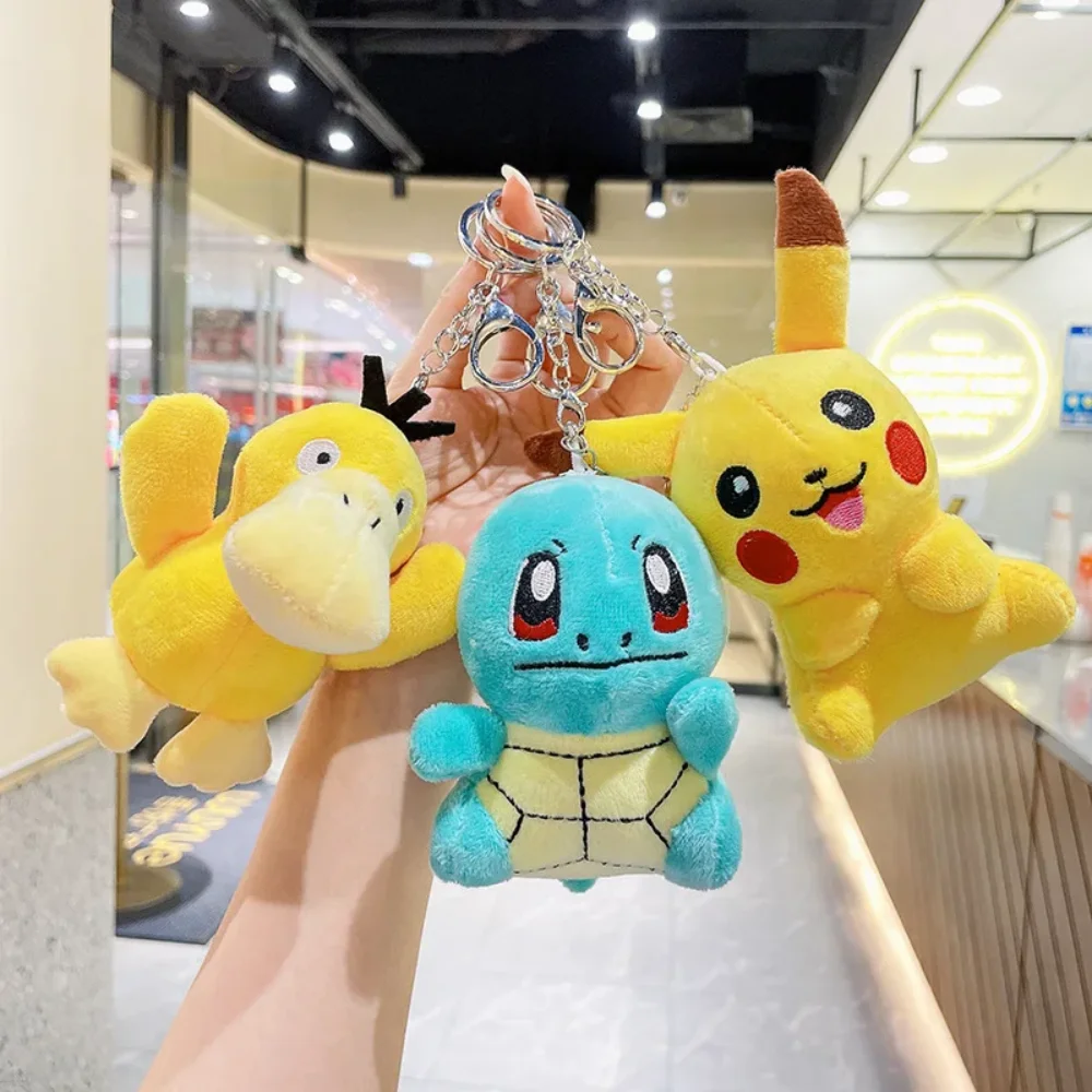 Anime Pokemon Pluche Pop Sleutelhanger Pikachu Psyduck Squirtle Soft Gevulde Sleutelhanger Cartoon Knuffels Tas Accessoires Cadeau Speelgoed