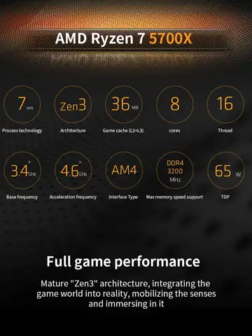 AMD RYZEN™ 7 5700X 100% Brand New CPU Gaming Processor 8-Core 16-Thread 4.6GHz 7NM 36MB Game Cache Socket AM4 without Package