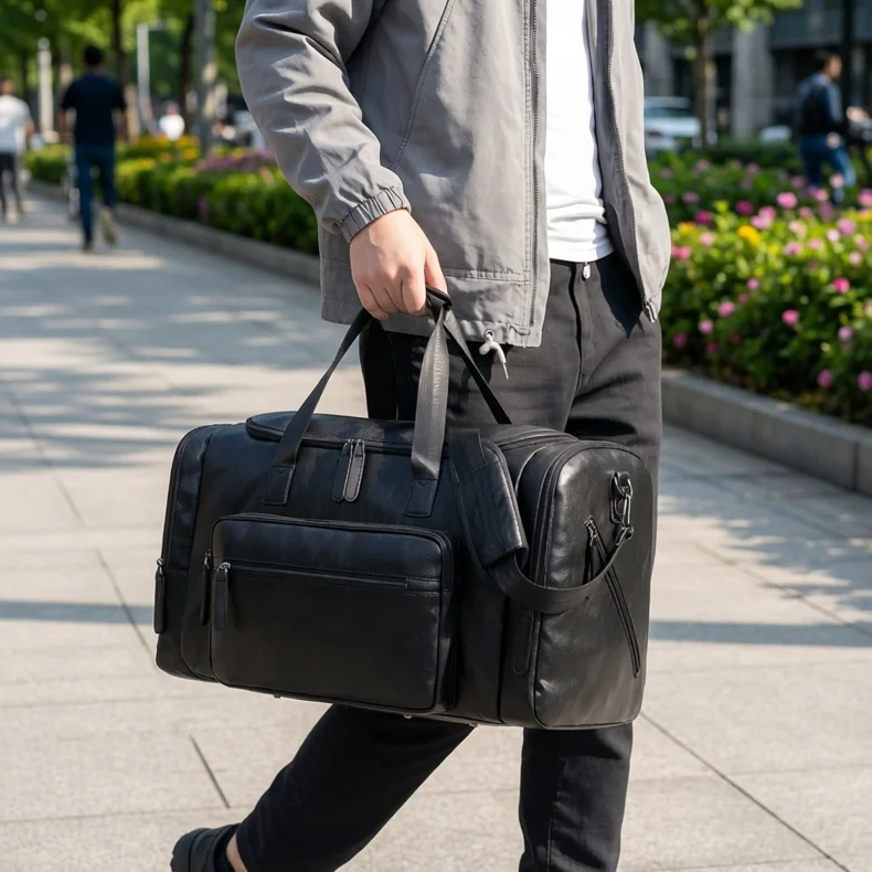 sac-bandouliere-grande-taille-sac-de-voyage-sac-de-rangement-pour-dortoir-sac-de-voyage-d'affaires-en-cuir-surface-givree-avec-poignee