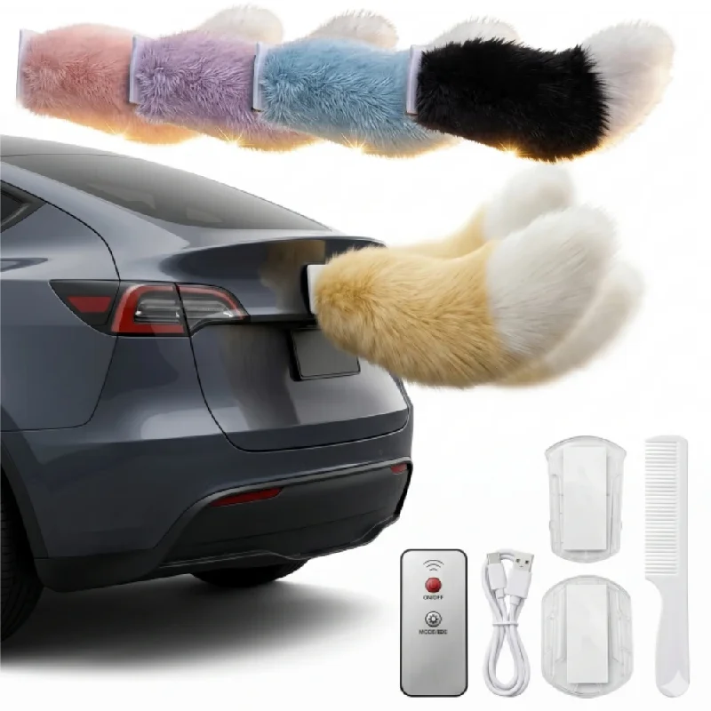 Cola Eléctrica Móvil para Coche, Adorno de Peluche Lindo para Interior y Exterior de Automóvil, Decoración para Scooter con Control Remoto