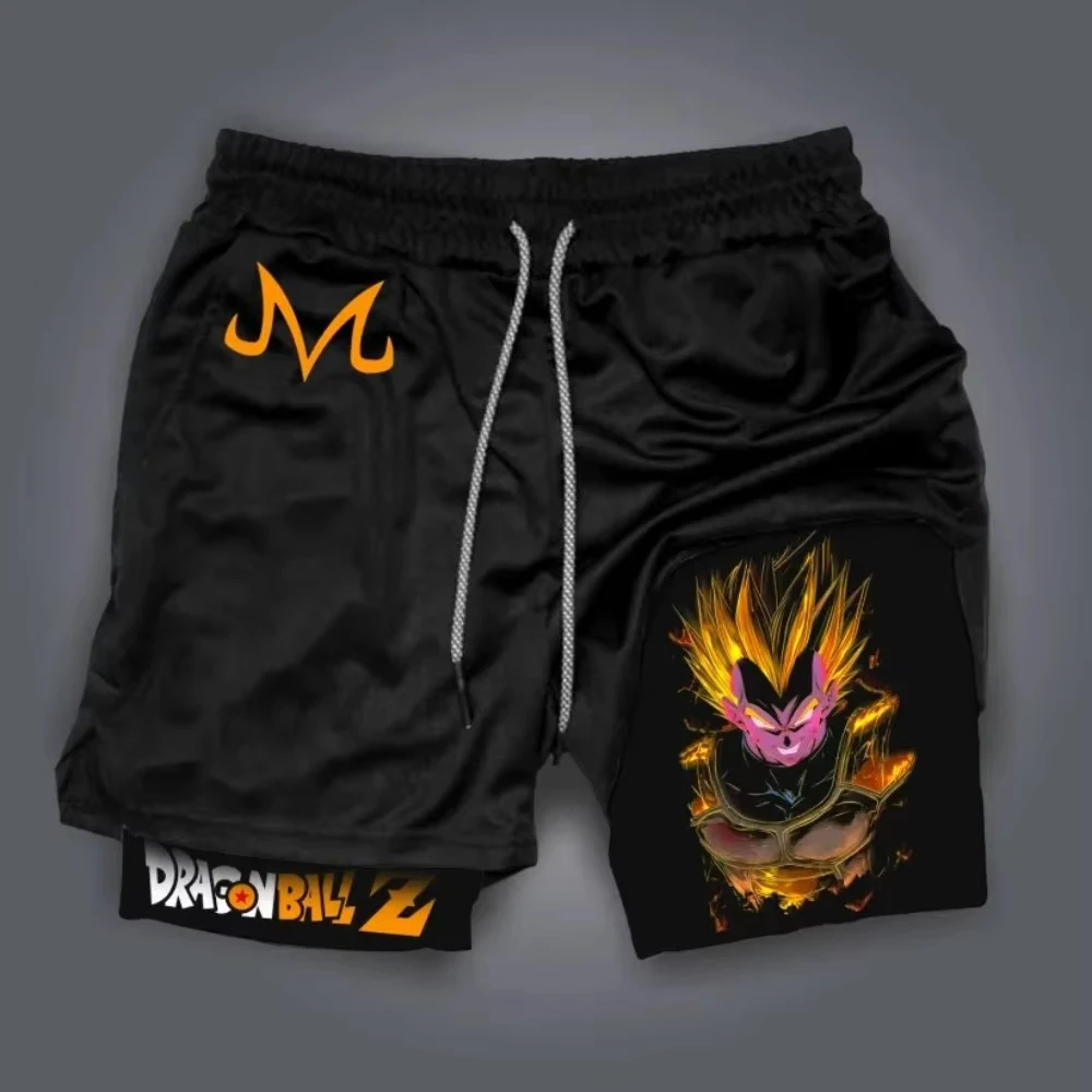 

Dragon Ball, модные новые мужские двухслойные шорты 2 в 1, новинка 2025 года, летние повседневные спортивные шорты из двух предметов для фитнеса и бега