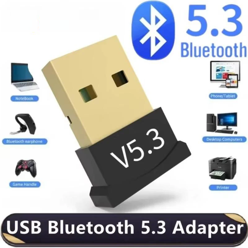 Bluetooth 5.3 Adapter USB Wireless Bluetooth 5.1 Dongle Adapter for PC Laptop Wireless Speaker Audio Receiver USB Transmitter