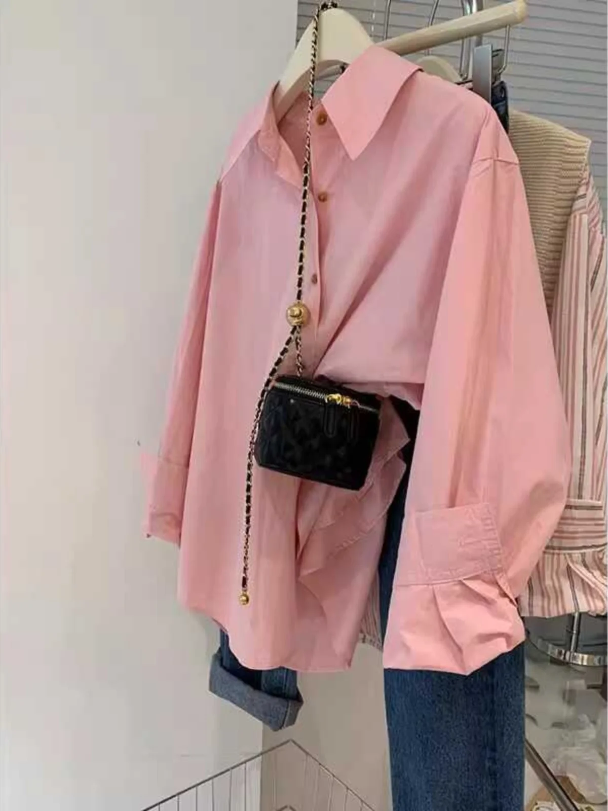 Loose Long Sve Women's irt Salt Series Chic Purple Spring Autumn New Sle Hong Kong Flavor Lazy Sle Top Coat