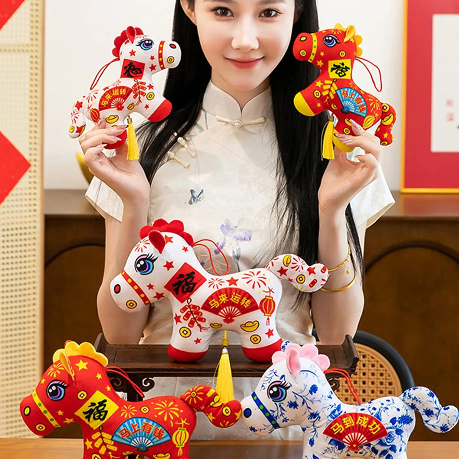 馬のぬいぐるみ、フォークプリントのぬいぐるみ飾り、馬の人形、男性、家族、ガールフレンド、女の子、男の子、子供、誕生日、車、家向け