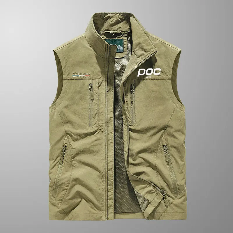 

Summer New MOTO POC Mens Multi-pocket Vests Man Breathable Mesh Cycling Vest Sleeveless Jackets Man Outwear Fishing Waistcoats