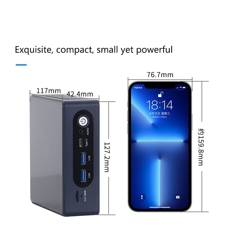 Mini PCs with Fan Ultra 9 285H 16Core Windows 11 Embedded PC DDR5 M.2 NVME 6USB VGA HD 2output Business Use 1-Year Warranty