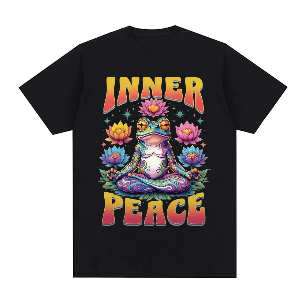 

Funny Yoga T Shirt Frog Self Care T-Shirt Cotton Casual Short Sleeve T-shirts Men's Women Clothing Oversized T Shirt Streetwear