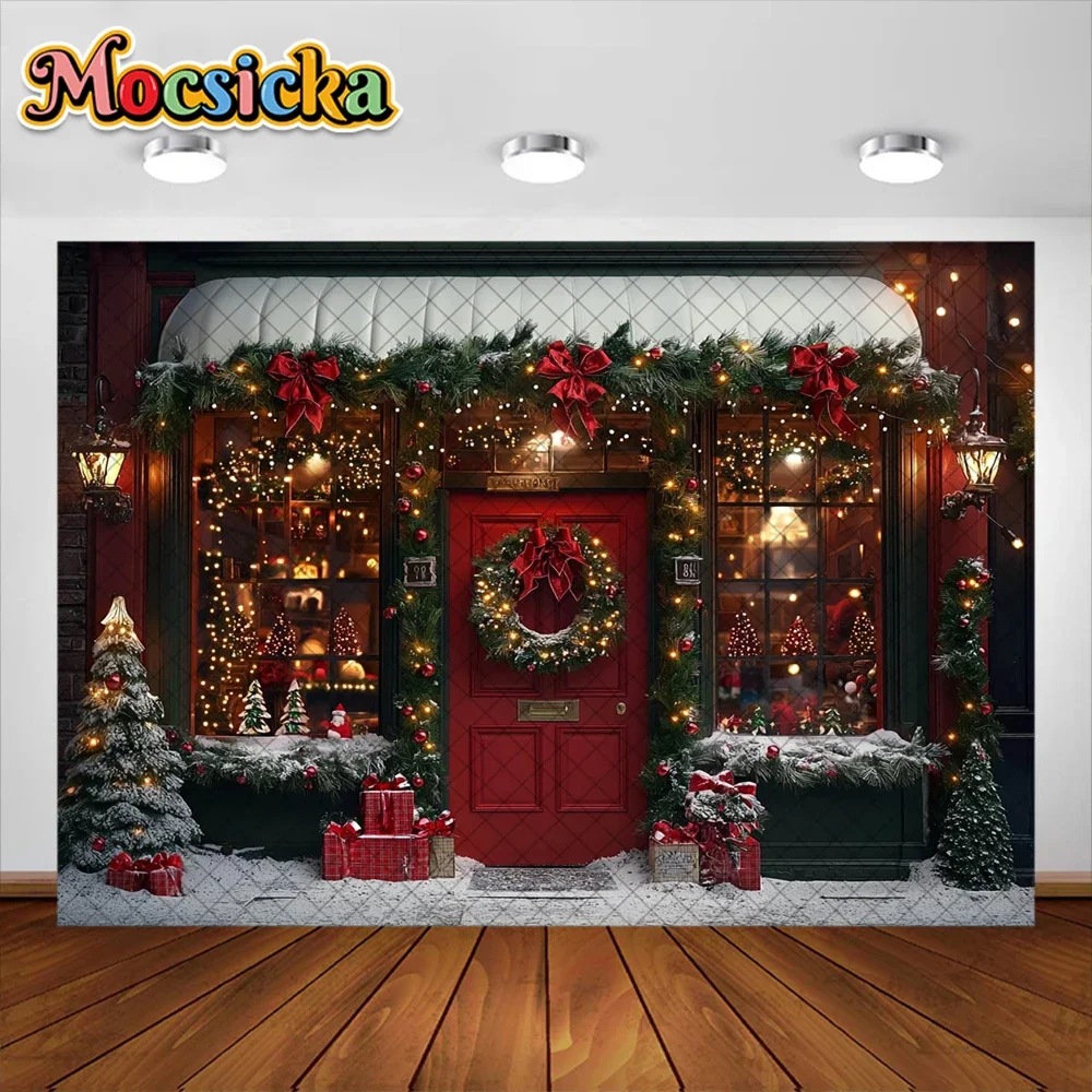 Mocsicka Photography Background Red Candy Store Christmas Tree Holiday Decoration Portrait Photo Backdrops Studio Props Banner