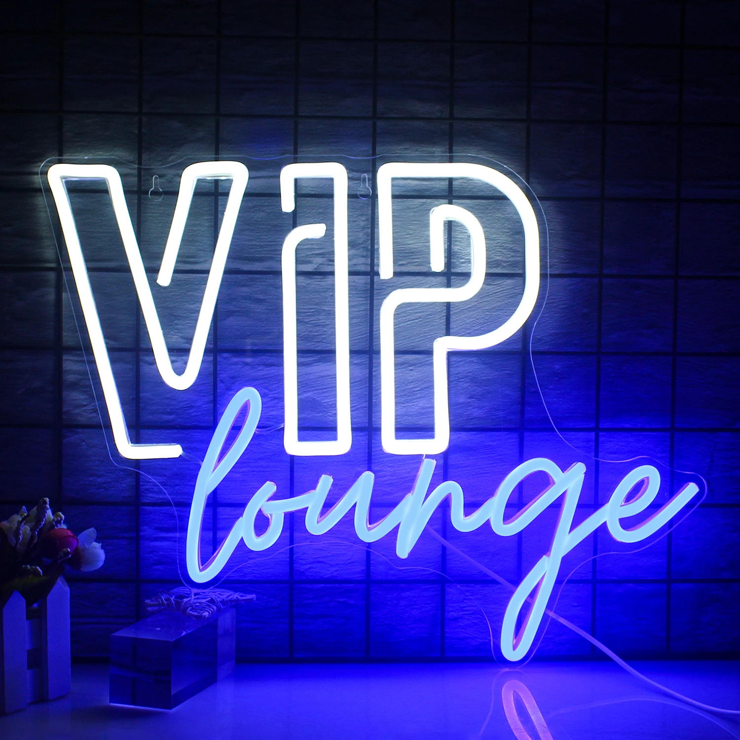 Imagem -05 - Led Neon Signs Wall Lamp Hanging Aesthetic Room Decoration Vip Lounge Party Bar Hotel Convidados Membros Sign Lights Pink Blue