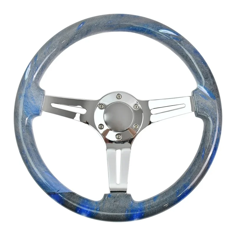 High Quality Classic Sport Solid Wood Composite Racing Steering Wheel With Three Spoke Interior Accessory
