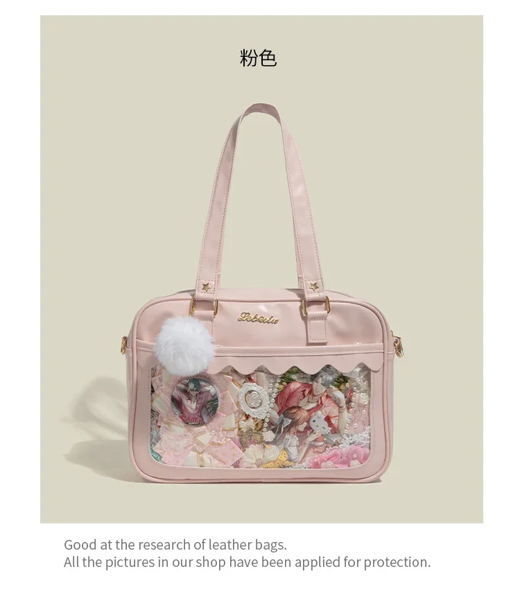 Korea High-capacity Commuter Shoulder Crossbody Bag Original Niche Cute Transparent Layer Badge Itabag Fashion All Match Handbag