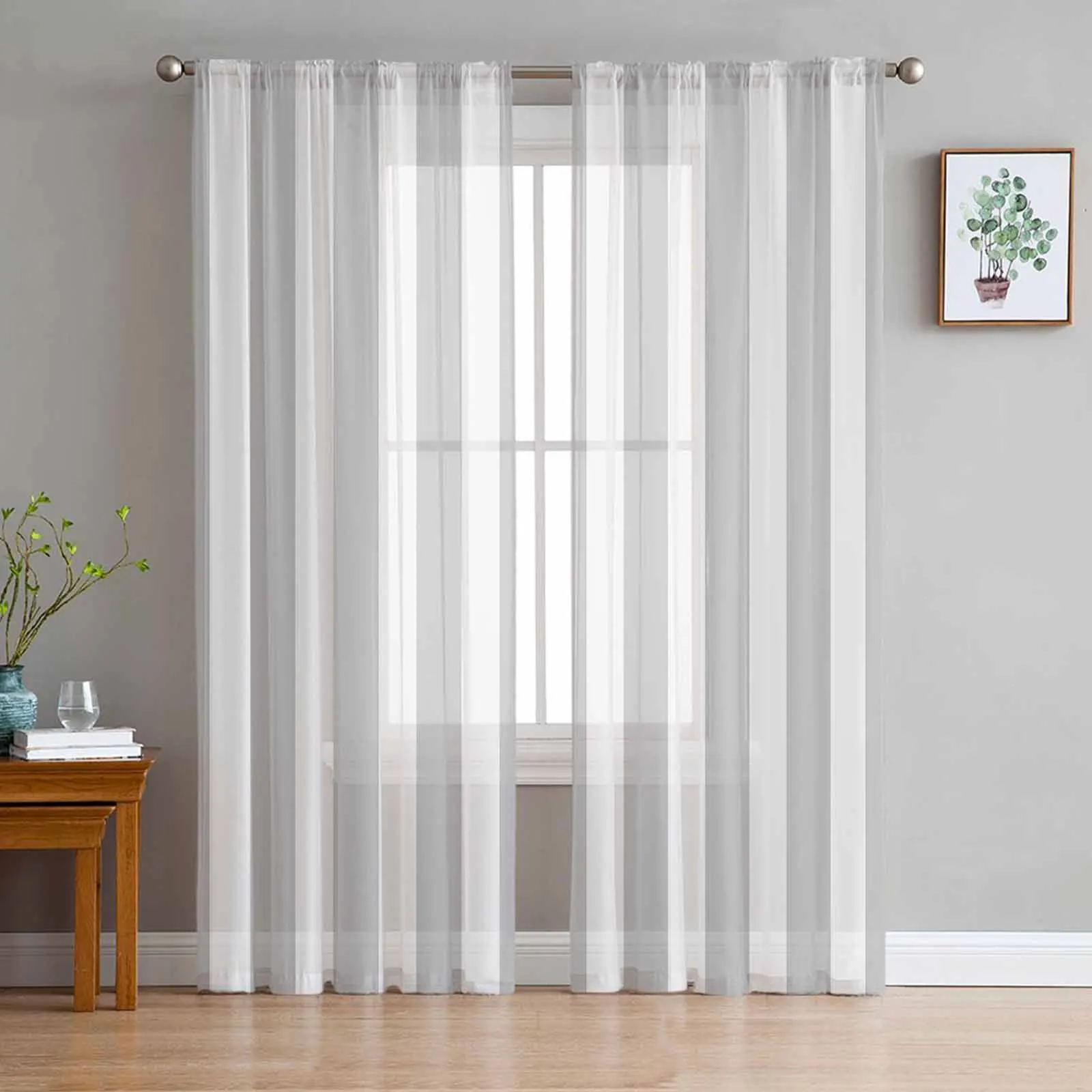 Striped Gray Sheer Curtain Living Room Drapes Home Bedroom Voile Curtain Tulle Window Curtain