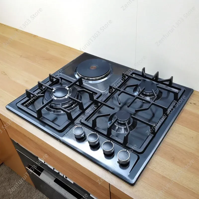 for Gas Stove Multi-head Three Gas One Electric Stainless Steel Table Embedded Dual-purpose 4 Burners Cross-border