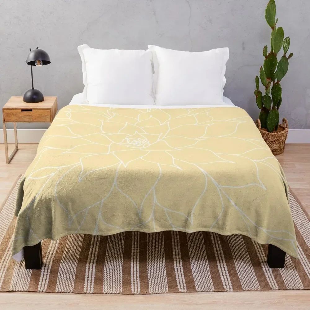 Yellow Succulent Throw Blanket Comforter Picnic Luxury Designer Blankets